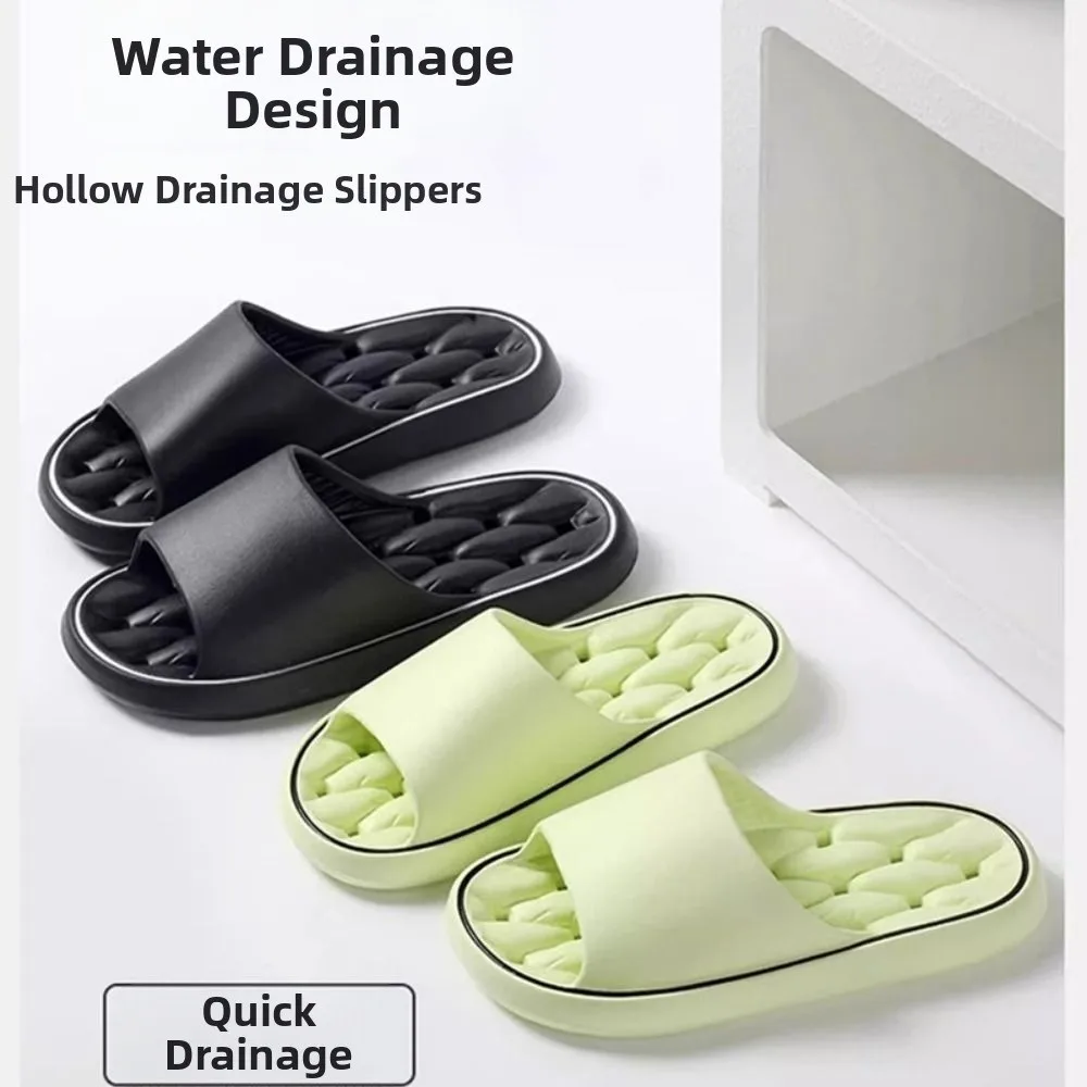 EVA Summer Bathroom Slippers Quick-Drying Anti-Slip Couples Leaky Slippers Lightweight Soft Bottom Women's Home Slippers