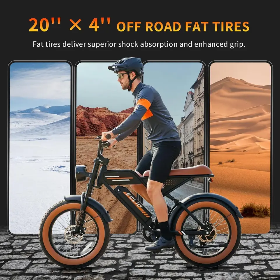 T Electric Bike for Adults, 20" Fat Tire Ebike with 1200W Peak Motor, 48V Removable Battery Up to 65 Miles Range, Full S image 5
