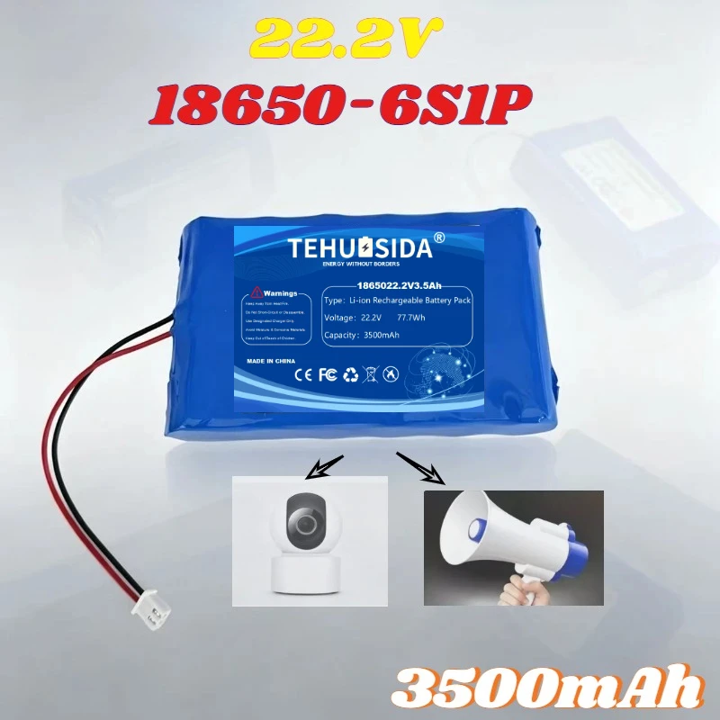 22.2V 3500mAh 18650-6S1P Lithium-ion Rechargeable Battery Suitable for Vacuum Cleaners, Monitoring Equipment, Etc.