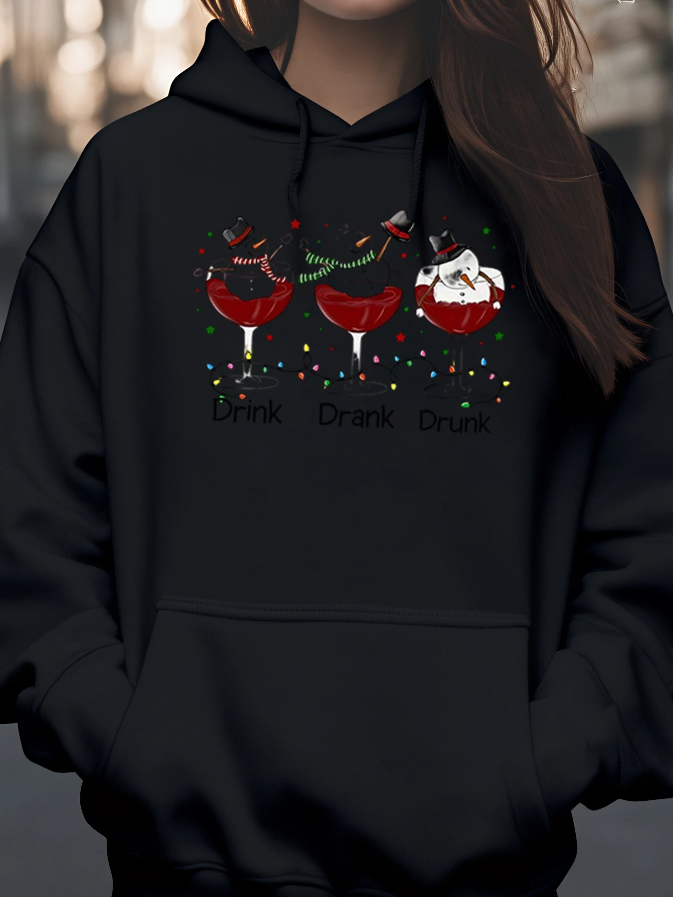 

Drink Drank Drunk Коктейльная рождественская толстовка с капюшоном Одежда для вечеринок для женщин