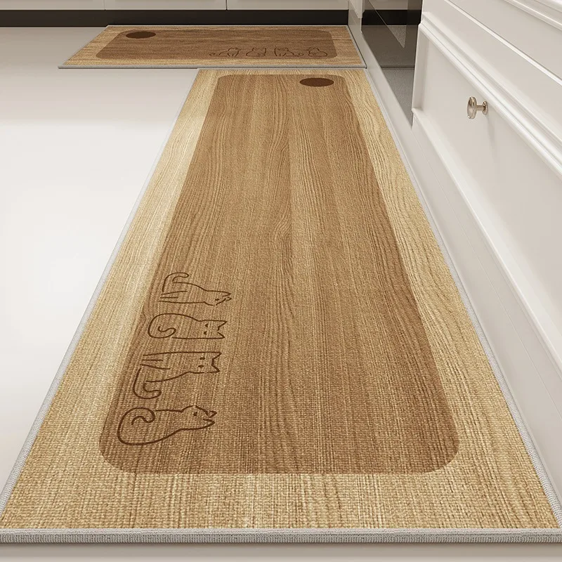 

Floor Mat for Kitchen Non-slip Wear-resistant Carpet Minimalist Log Style Pattern Rug Long Size Home Decor Mats Alfombra Cocina