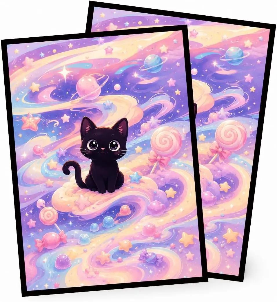 MTG Card Sleeves Matte -100 PCS Trading Card Game, Size 2.6 x 3.6 in, Suitable for All TCG Card Games Protective (Cosmic Purrs)