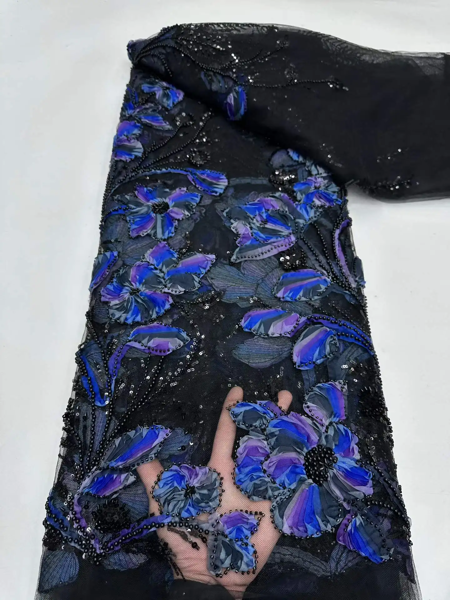 قماش دانتيل خرز أفريقي 5 ياردات 2026 ترتر عالي الجودة مواد الزفاف النيجيري أقمشة العريس الفاخرة لخياطة الفساتين #2