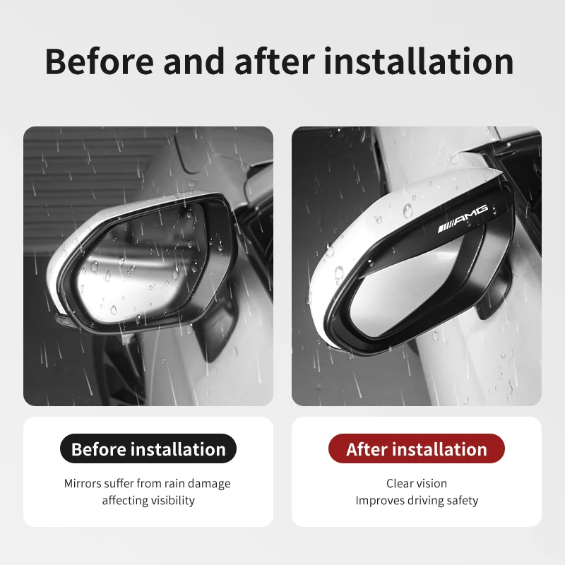 2pcs Car Rearview Mirror Rain Eyebrow Sticker RainProof Cover For Mercedes Benz AMG W204 W205 W203 W211 W210 W212 W213 W201