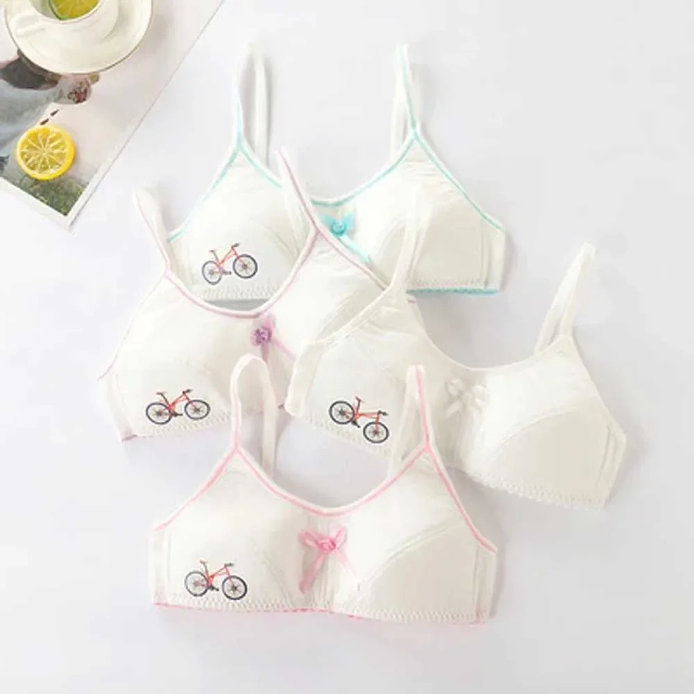 Girls Bra Teenagers Breathable Underwear Cotton Training Bras Bike Printed Tops Teenagers Kids Crop Top