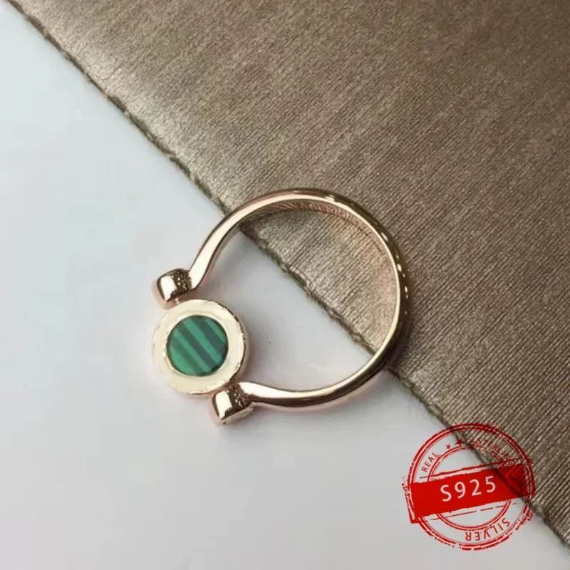 2024 Latest Bestselling European and American Brand Jewelry S925 Silver Flipped Round Ceramic Women Ring Birthday Party Gift