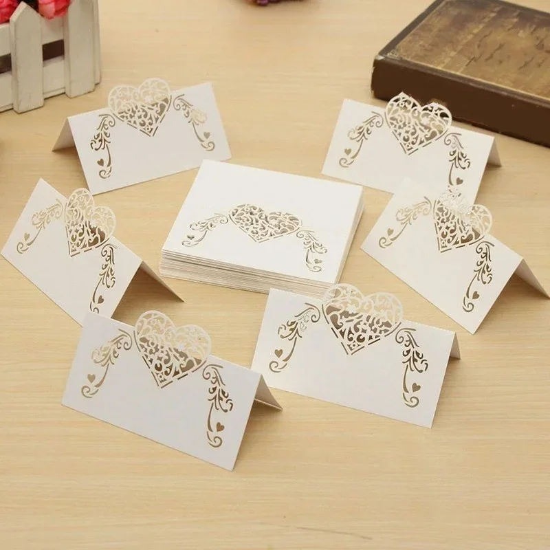 20PCS/Bag Heart Shape Place Cards Wedding Name Cards for Wedding Party Table Decoration Wedding Decor