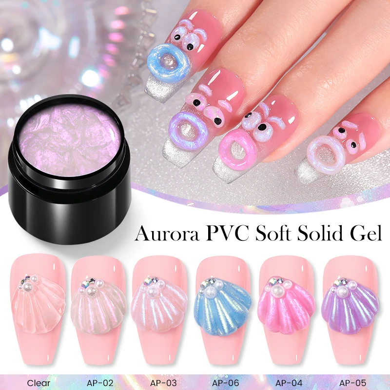 BORN PRETTY 5ml Modeling Carving Gel Nail Polish Aurora PVC Soft Solid Gel Soak Off UV LED 3D Color Hard Nail Art Pearl Gel