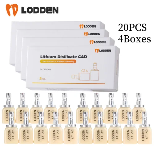 20 piezas/4 cajas de bloques de disilicato de litio sin sin sin sinterización, materiales dentales, restauración instantánea, cerámica de vidrio para venta al por mayor