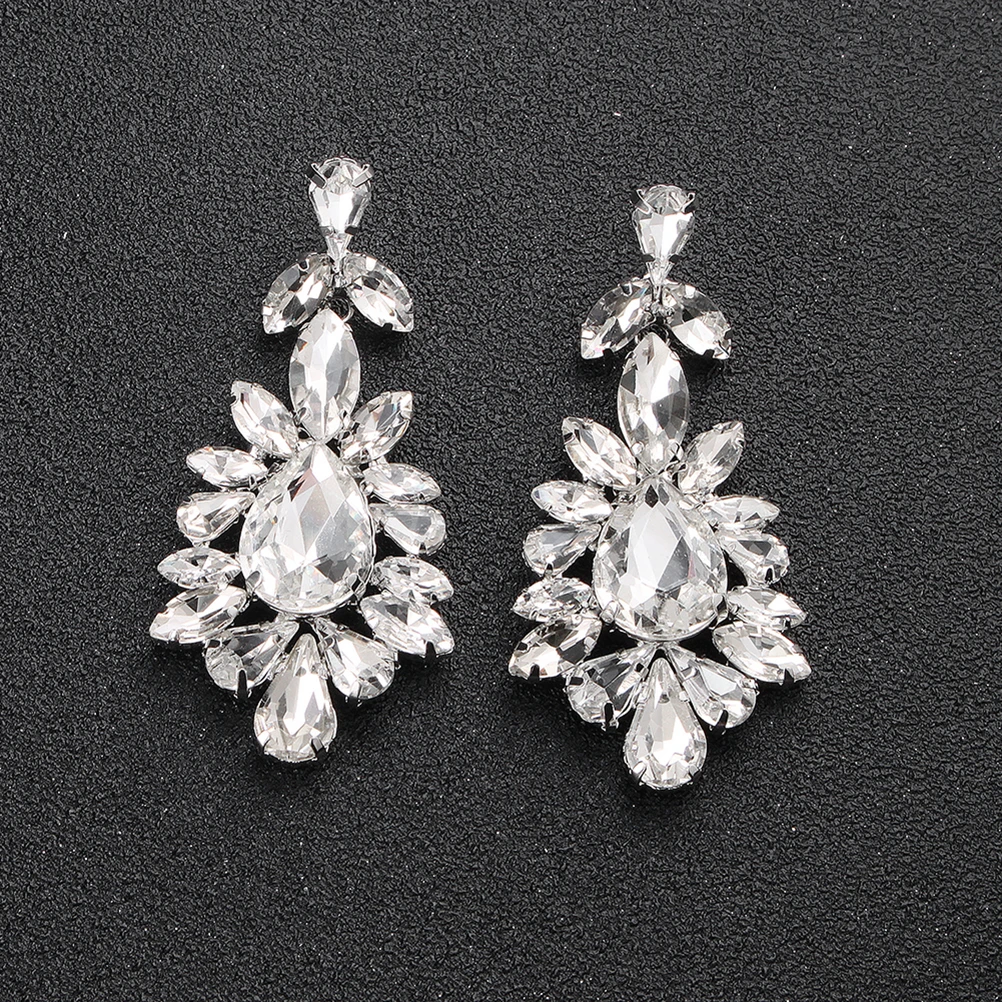 

1 Pair Rhinestone Earrings Women Durable High-Quality Drop Fine Workmanship Beautiful Appearance Safe Comfortable Wear Suitable
