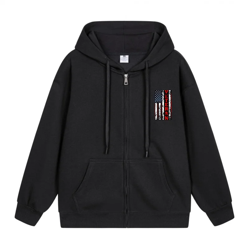

Men's Zip-Up Hoodie American Flag Vertical Stripes Design 2025 New Style Casual Couples’ Style Casual and Loose