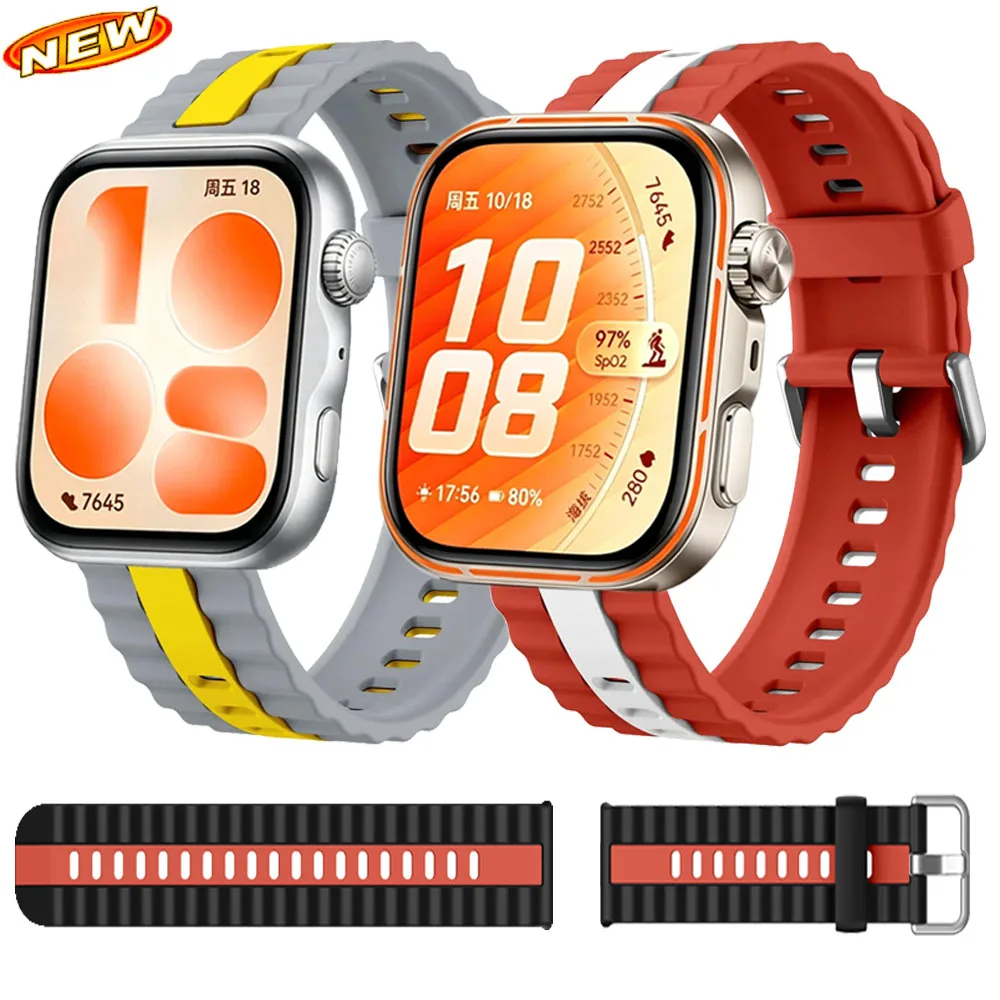 Silikonarmband für Huawei Watch Fit 5 4 3 Zweifarbiges Armband Ersatzband für Huawei Watch Fit 5 4 Pro Atmungsaktives Zubehör