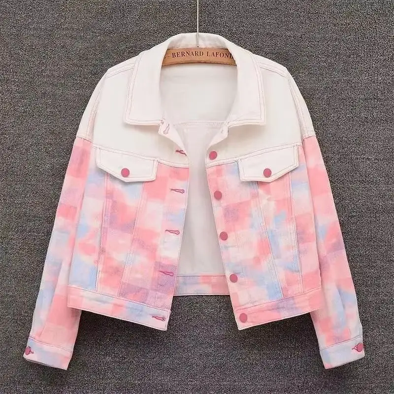 

Korean 2026 Spring Autumn Denim Jacket Women Retro Stitching Short Loose All-match Cowboy Windbreak Coat Outwear Ladies Tops