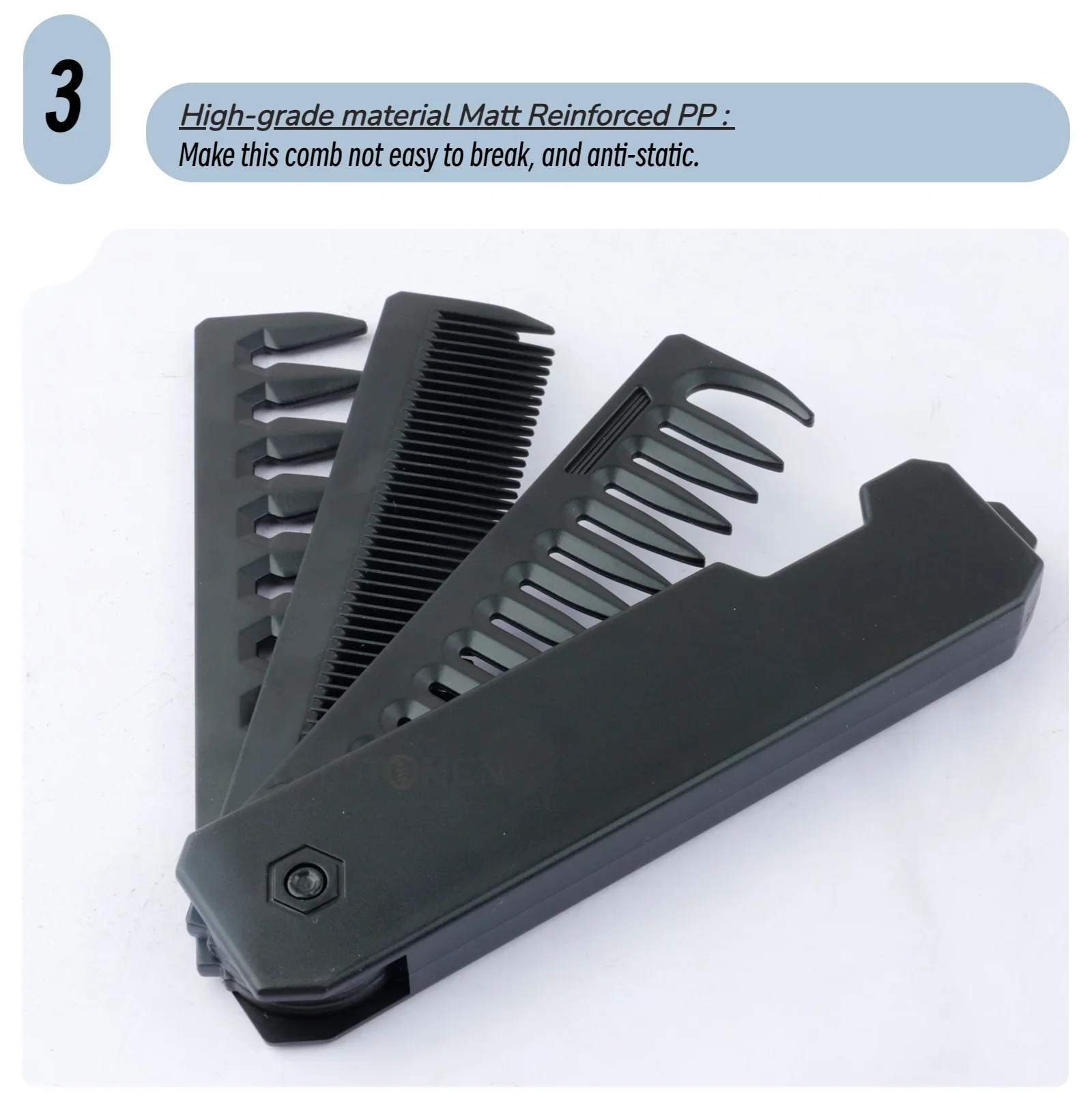 المهنية 3 في 1 جيب للطي أمشاط واسعة الأسنان النفط رئيس مشط اللحية تمشيط الحلاق مقص الشعر مشط صالون تصفيف الشعر أداة #2