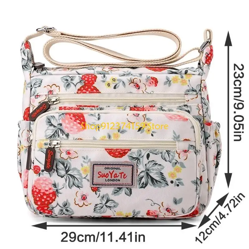 

G5AE Women Bag Large Capacity Shoulder Bag Handbag Purse Flower Print Crossbody Bag