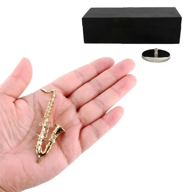 

Miniature Saxophone with Stand and Case Tenors Saxophone Model Desk Decoration Figurines Doll House Accessories Enduring