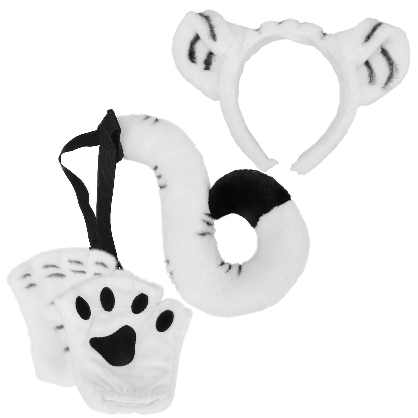 

1Set Tiger Tail Props Claw Gloves Ear Headband Creative Design Animal Cosplay Costume Party Supplies Tiger Tail Props