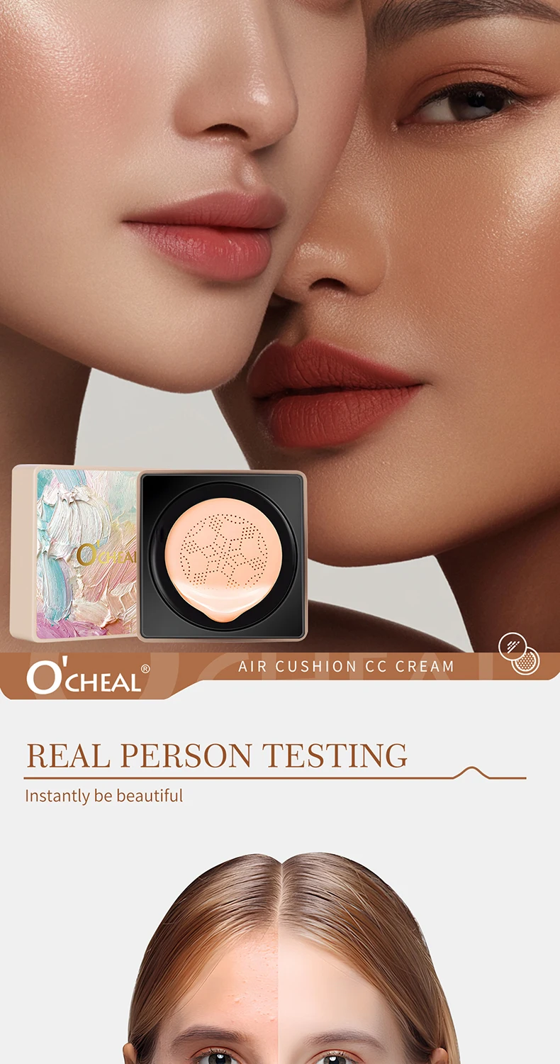 O'CHEAL Mushroom Cushion CC Cream Gesichts-Make-up Luftige Abdeckung Langanhaltend Feuchtigkeitsspendend Wasserfest Ölkontrolle Concealer BB Cream – Detail 4