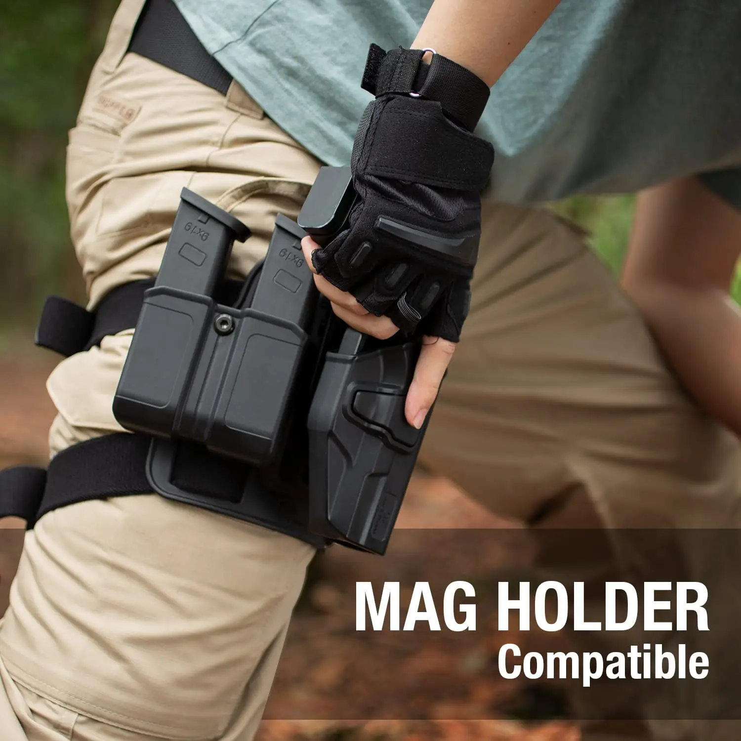 Sig P320 ドロップレッグホルスター、レベル II 保持人差し指リリース