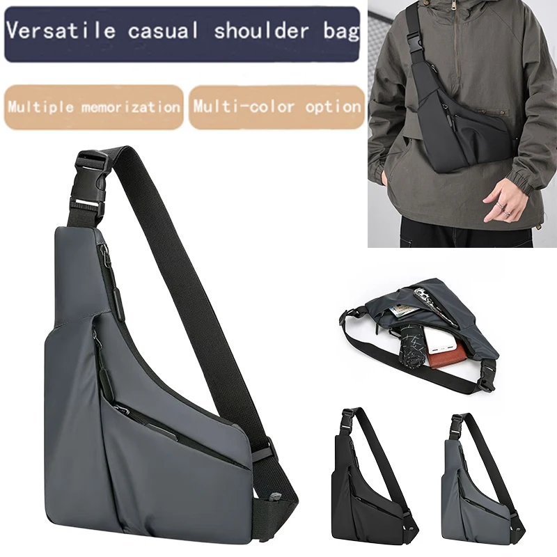 Bolsa de peito portátil masculina, bolsa crossbody para esportes ao ar livre, leve, assimétrica, cintura fina, adequada para viagens, caminhadas diárias