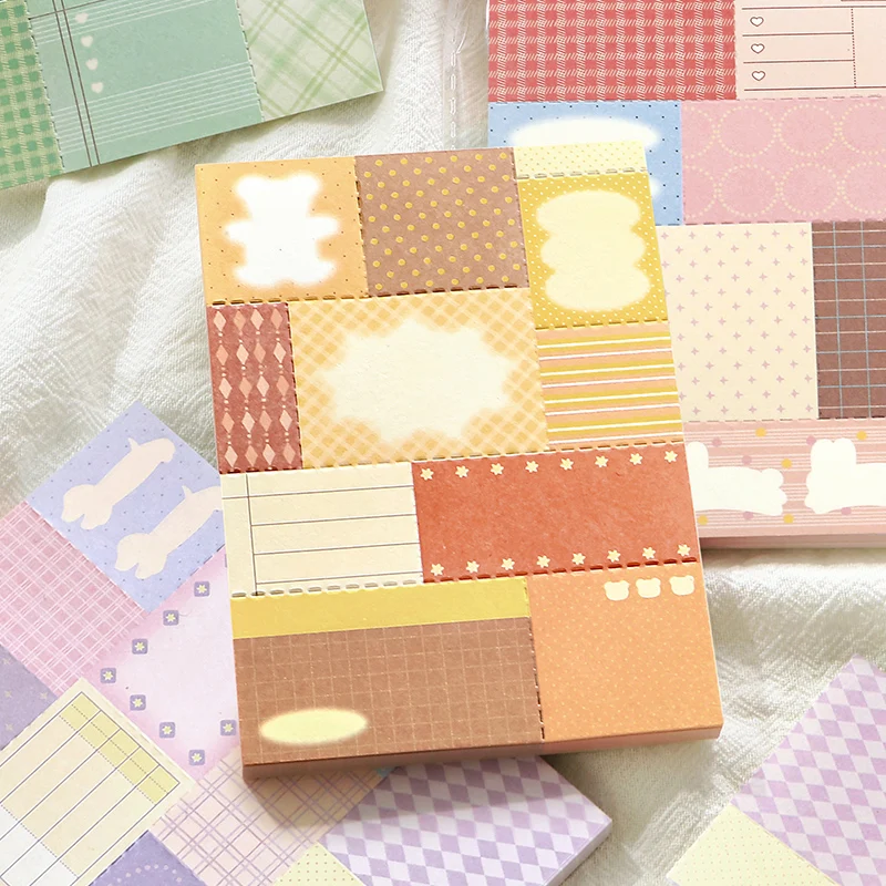 50sheets Candy Magic House Series Kawaii Ins Creative Grid Pattern Patchwork Message Memo DIY Scrapbooking Material Craft Paper
