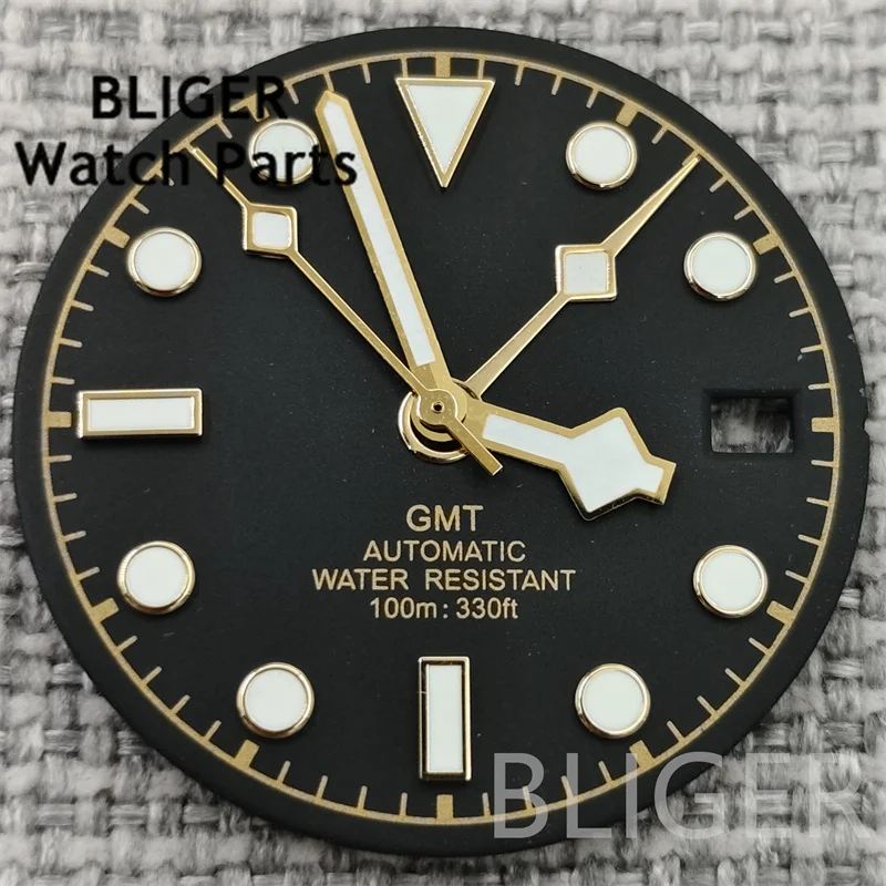 ساعة بليجر بتوقيت جرينتش الطلب NH34 الهاتفي NH34 الأيدي أربعة أيدي الأخضر مضيئة ساعة الطلب صالح GMT NH34 حركة استبدال أجزاء الساعة