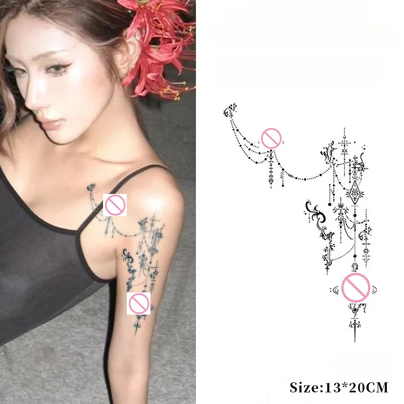 Herbal Planet Tattoo Sticker  Crown Pendant Art Fake Tattoo for Women Waterproof Lasting Temporary Tattoo Tatuajes Temporales