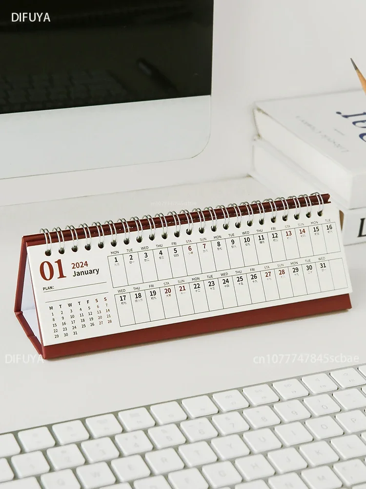 2024 Punch Calendar Simple Business Desktop Coil Mini Desk calendar Daily Plan This goal calendar month DIFUYA