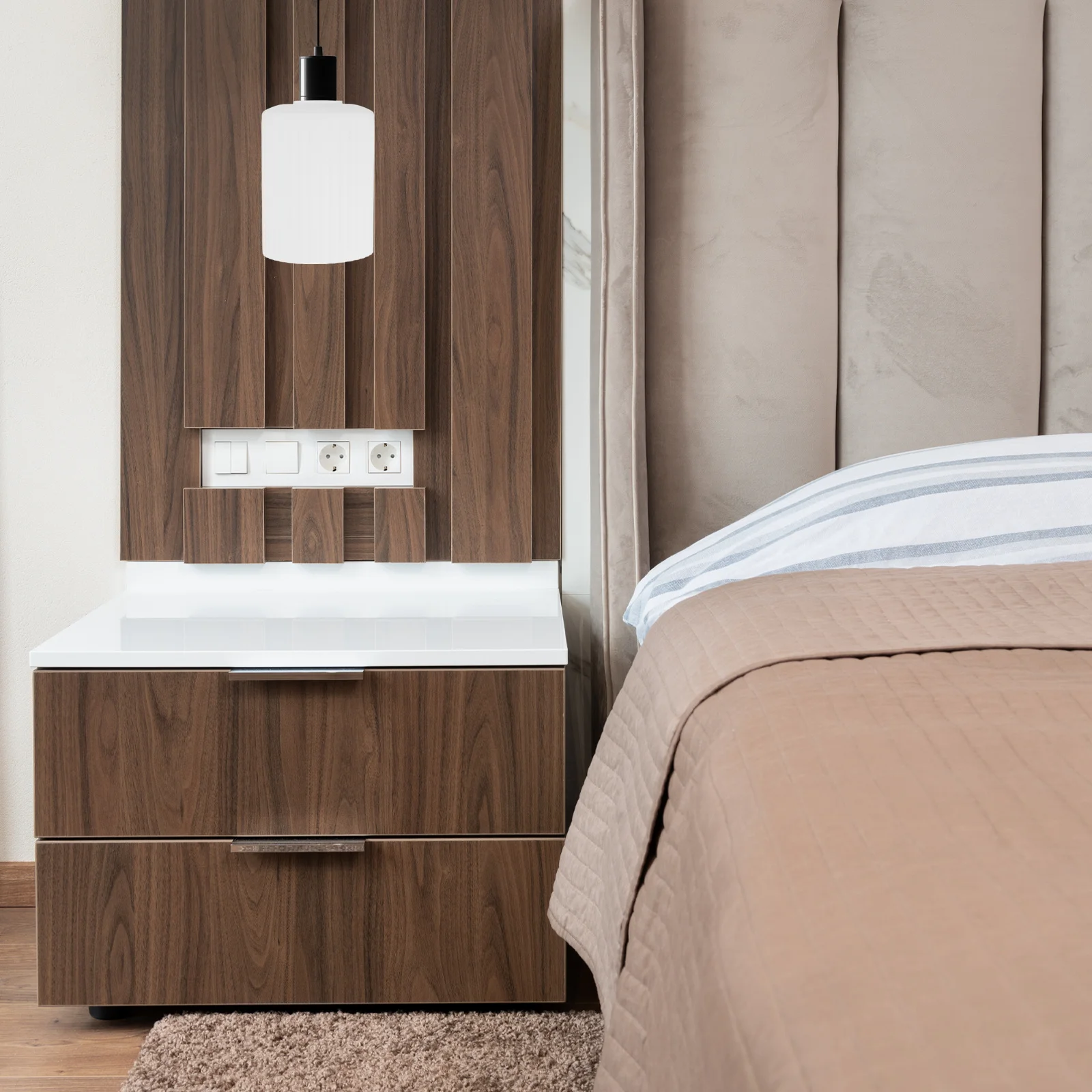 Paralume in vetro cilindrico a strisce bianche latte, copertura morbida della luce diffusa per l'arredamento dell'hotel, dell'ufficio, del soggiorno della camera da letto