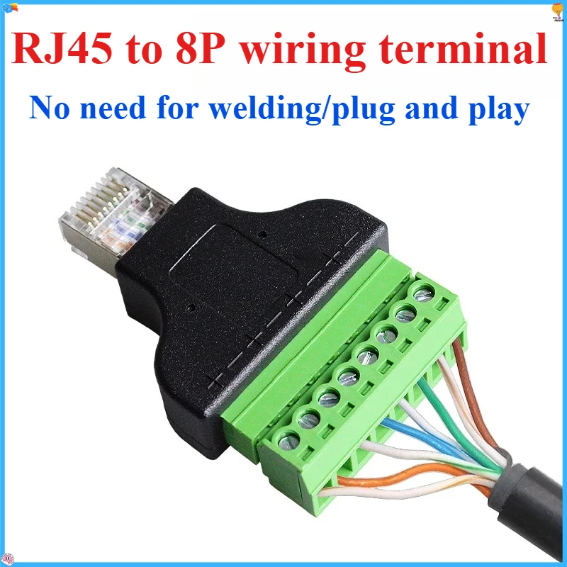 RJ45 to Screw Terminal Block 8P Connector Ethernet RJ45 Male Female to 8 Pin Screw Terminal Network Adapter Cable for CCTV DVR