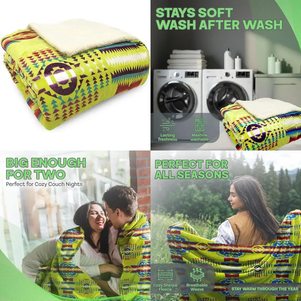 

Флисовое одеяло с юго-западным ацтекским узором 87x95, двустороннее мексиканский стиль, яркие декоративные пледы для дома, естественная атмосфера