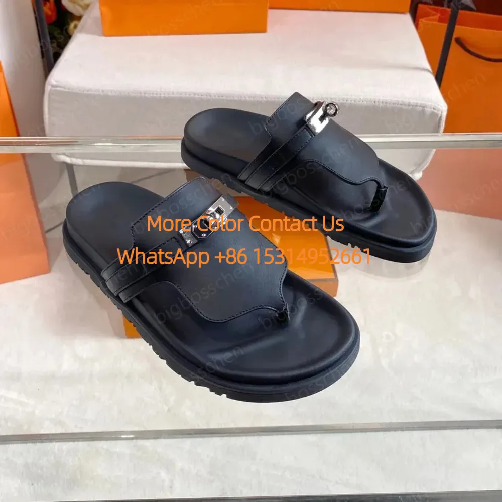 

Women's And Men's Flop Buckle Luxury Designer Classic Clip On Flip Flops Summer Leather Outdoor Anti Slip Comfortable Beach
