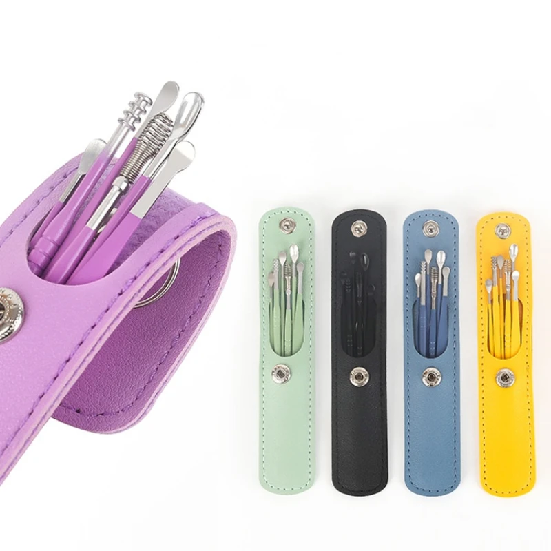 6pcs Stainless Steel Medical Ear Pickers 360 Degree Spiral Ear Scoop Earpick Remover Kit Earwax Curette Ears Care Clean Tools
