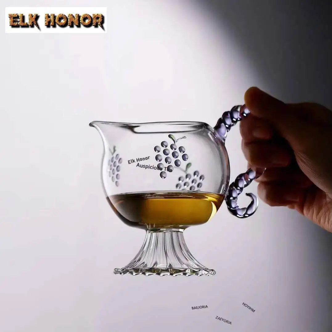 ZAEYORIA High Borosilicate Glass High-foot Fair Cup Male Cup Ladies Tea Cup Thickened Heat-resistant Tea Divider Mugs Chahai