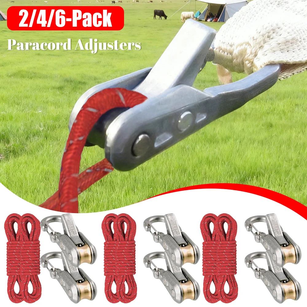 

Набор из 2/4/6 штук: Инструмент для натяжения веревок и регулятор натяжения для кемпинговых тентов, оттяжек, лодок и снаряжения для активного отдыха