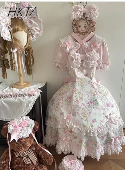 Kawaii Lolita interior tridimensional flor muñeca Collar encaje algodón dulce camisa mujeres hongo versátil Color sólido blusa Top