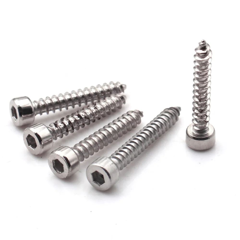 8.8 Grade Nickel Plated Hex Socket Head Self Tapping Screws Allen Drive M1.7 M2 M2.3 M2.6 M3 M3.5 M4 M5 M6