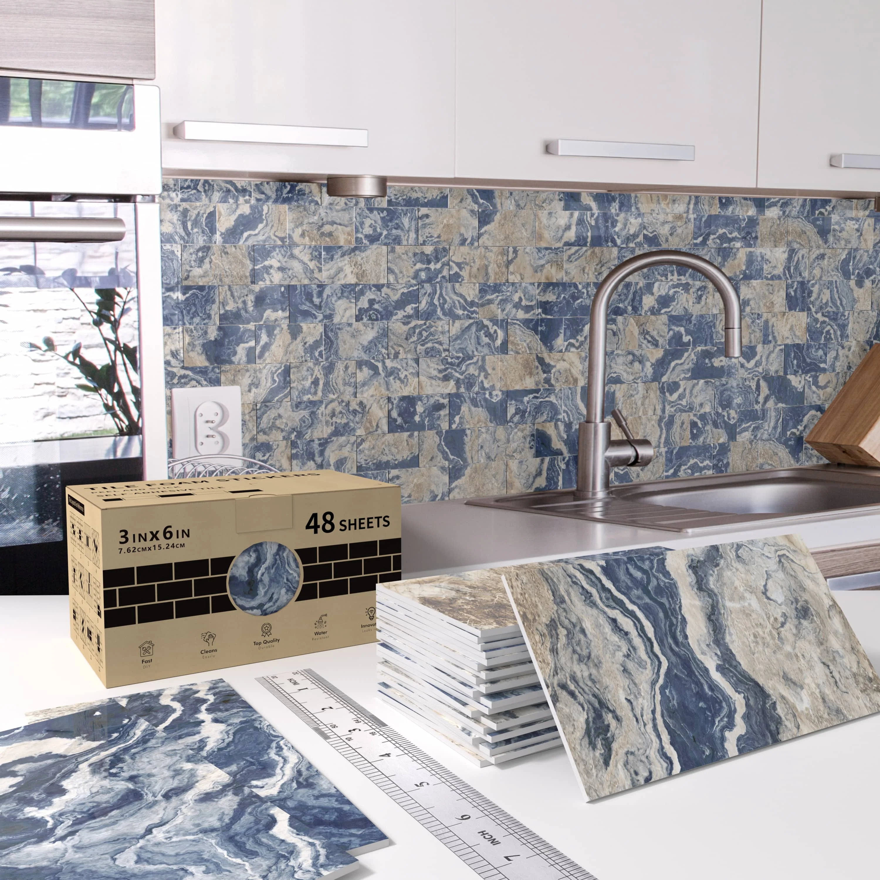 

Thickened crystal foam self-adhesive ceramic tile sticker, waterproof and oil proof, suitable for indoor home decoration