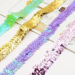 1Yard/Roll 3CM Sequined Elastic Band Lace Trim Stretch Ribbon DIY Dance Dress Clothes Decoration Applique Sewing Accessories