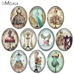 Women Vintage Skirt Beauty Dress Patterns Mix 13x18mm/18x25mm/30x40mm Oval photo glass cabochon demo flat back Making findings