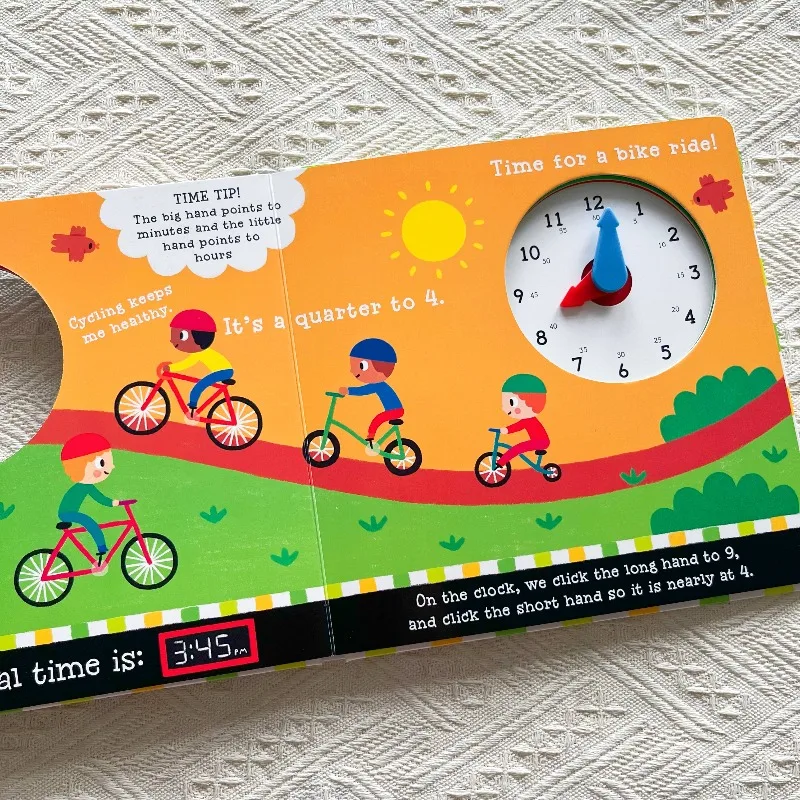 หนังสือกระดาษแข็งสำหรับเด็ก หนังสือสัมผัสและรู้สึกได้ 1-6 ปี ฉบับภาษาอังกฤษ การศึกษาปฐมวัย คลิก! แคล็ค! นาฬิกา! นาฬิกาเรียนรู้
