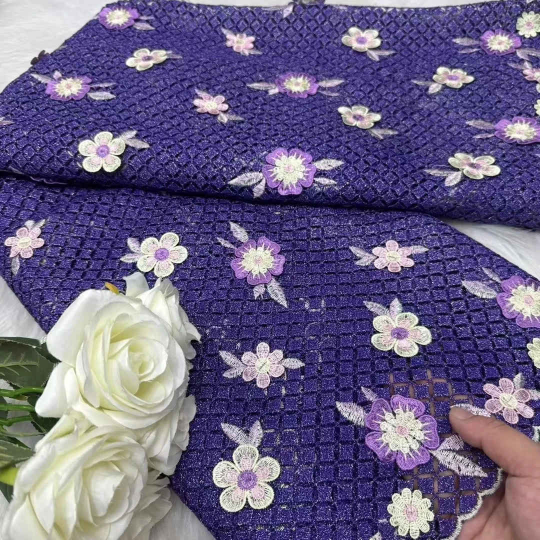 Tecido de renda solúvel em água bordado 3d nigeriano tecido de renda guipure africano para costurar vestidos femininos mais recentes costura