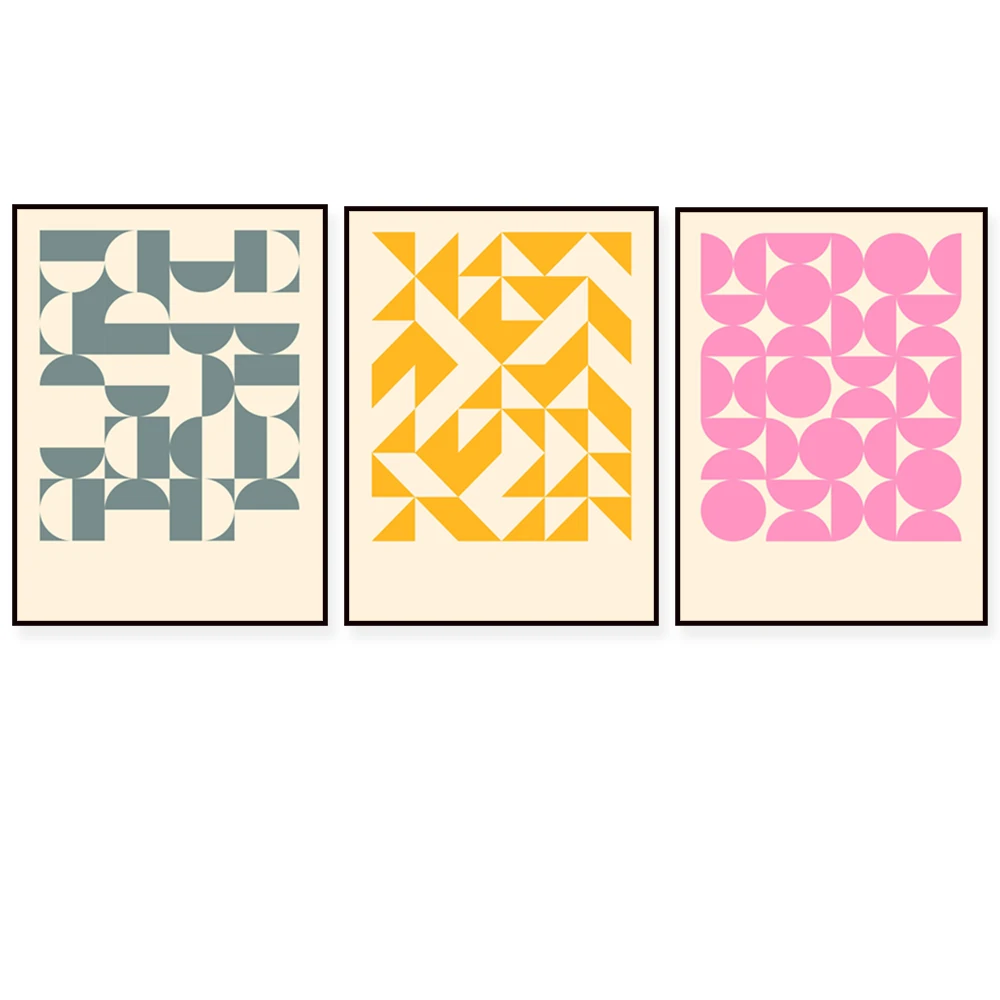 Bauhaus posters, geometric modernist prints, mid-century modernist decorations, gifts for new homeowners.