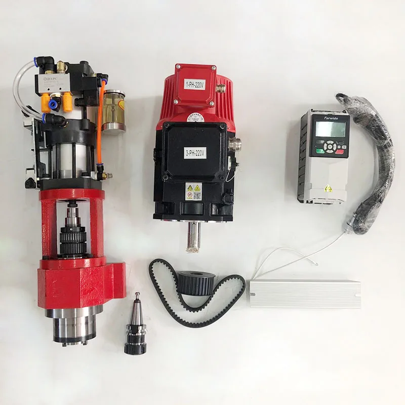 BT30 6000rpm OD 90mm Belt Drive Spindle Full Set  with Spindle Bracket Motor and Driver Pulley Belt Resistor ATC Spindle Kit