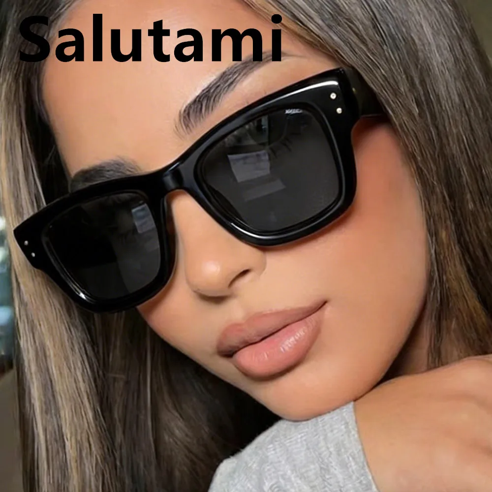 Vintage Kleine Quadratische Nieten-Cat-Eye-Sonnenbrille für Damen Neue Mode Schwarze Leoparden-Farbverlauf-Sonnenbrille für Herren Retro Outdoor-Brillen