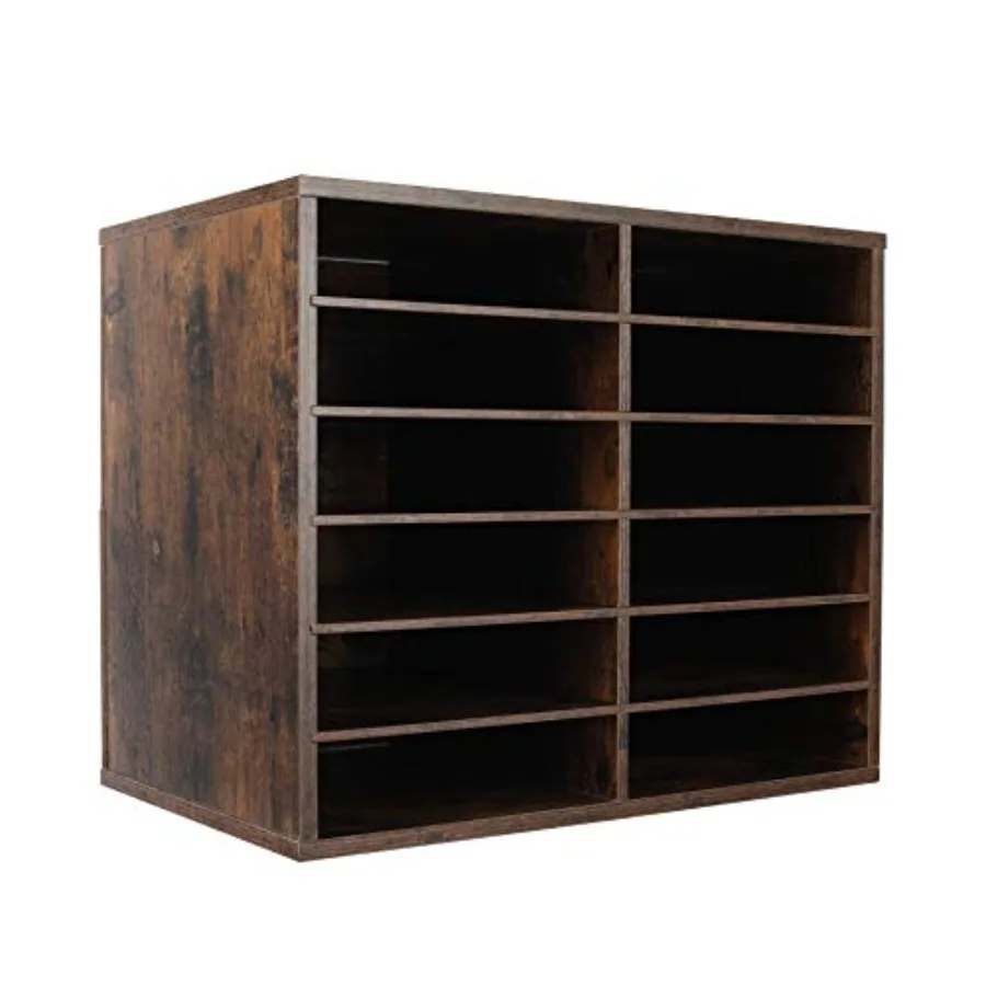 

Wood Literature Organizer, Hold 6000 Sheets A4 Papers, Wooden Desk Paper File Storage Organizer with Adjustable Shelves, Mailbo