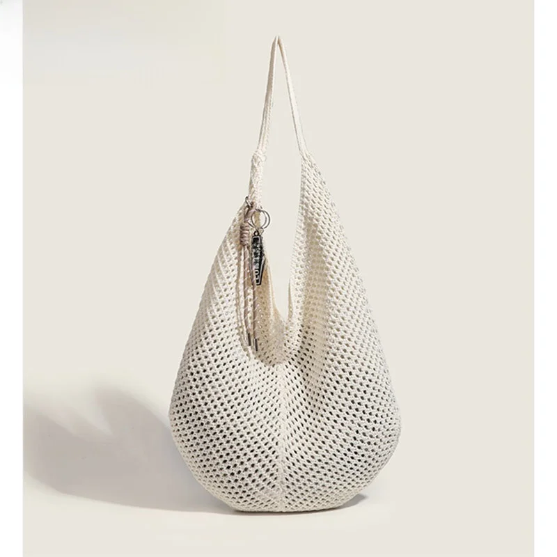 

ZAR FENDEN Summer Korean Sle Lazy Weaving Large Capaci Single oulder Tote Bag Vaion Beach Bag Dumpling ape Cotton