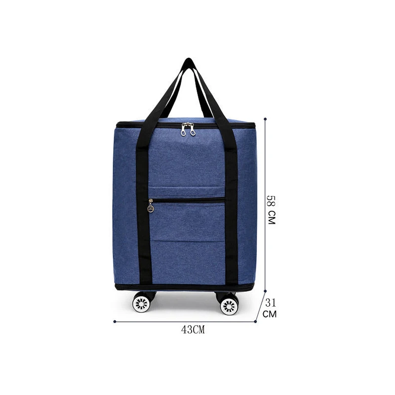 Folding Storage Luggage Bag Large Capacity 360° Universal Wheel Waterproof Oxford Cloth Portable Backpack with 4 Wheels