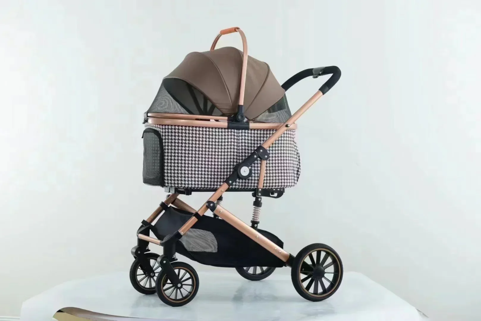 Foldable Pet Stroller Shock Absorption Large Capacity Dog Outing Car Split Carrier Light Weight Stroller