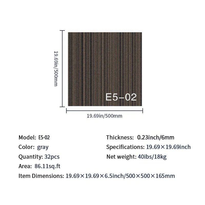 32pcs lot PE Carpet Tile Splicing Square Large Area Floor carpet for Office Restaurant Hotel Hall 50*50*0.6 cm (E5/E6 series)